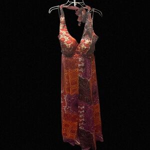NEW, NEVER WORN: Maxi Halter Dress--100% silk bodice.